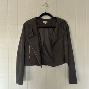 Grey Cropped Suede-like jacket